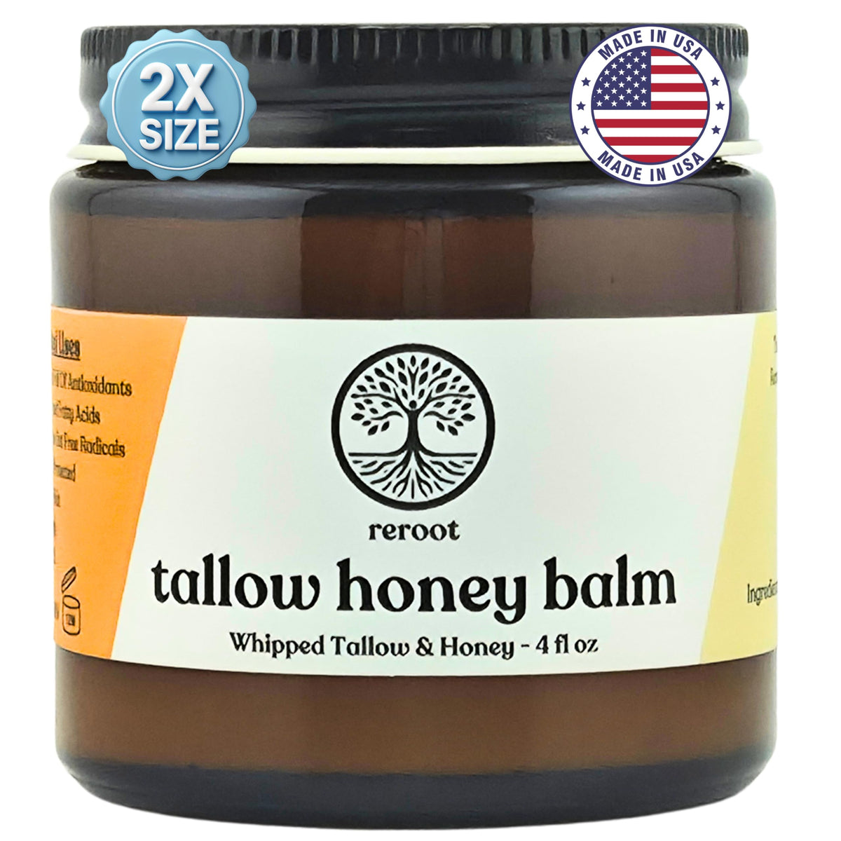Reroot Organics Beef Tallow Balm 222g front view