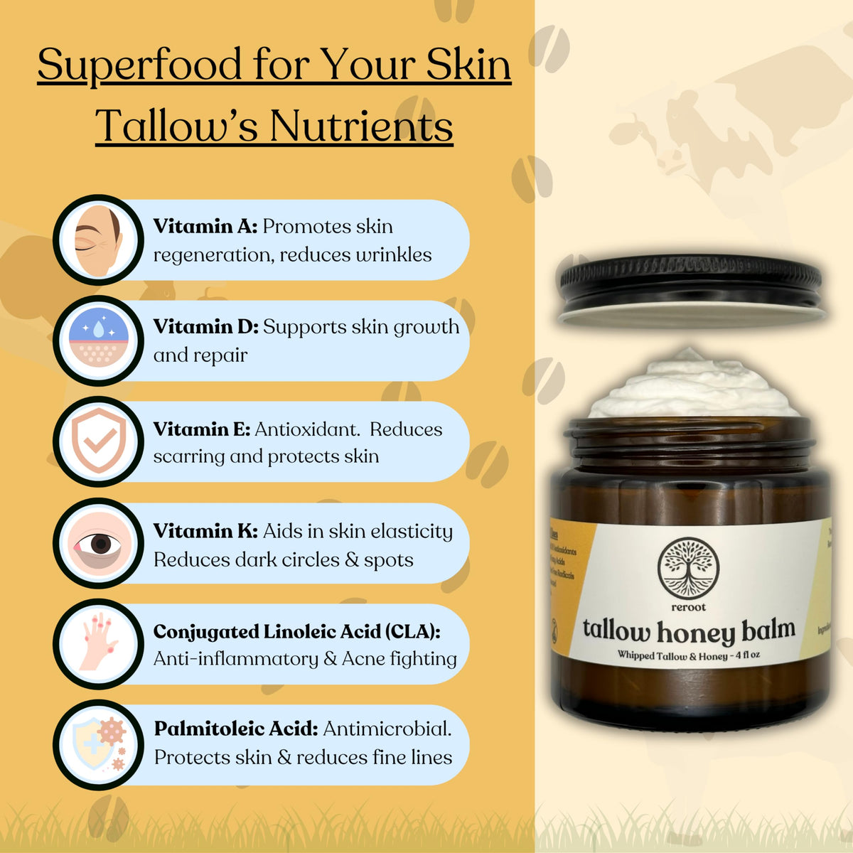 Reroot Organics Beef Tallow Balm in natural setting