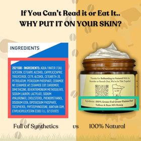 Reroot Organics Beef Tallow Balm with raw honey ingredients
