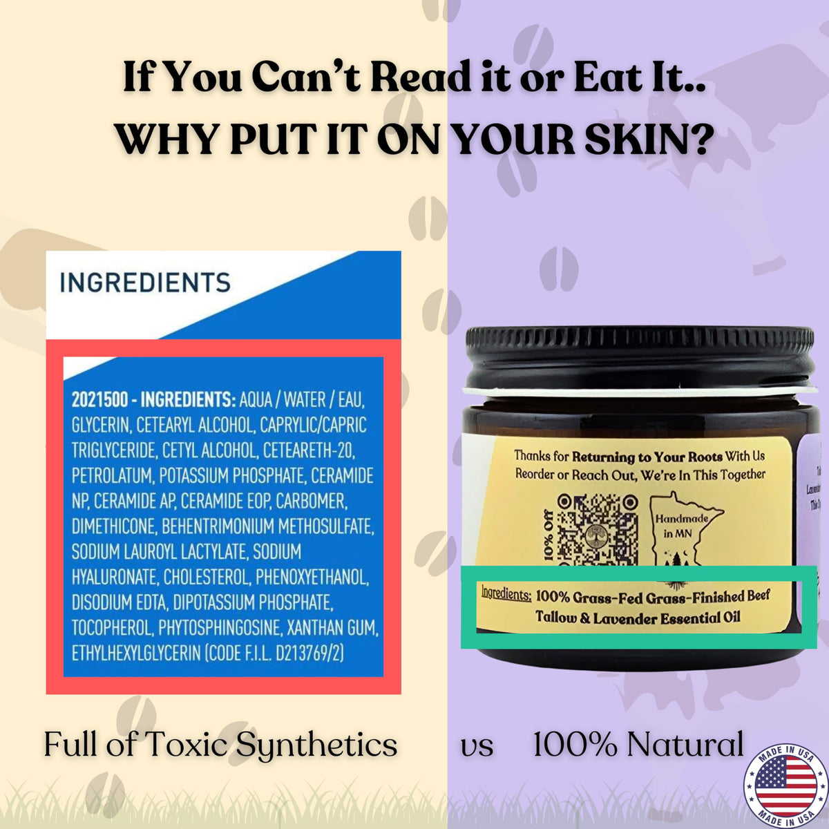 Reroot Organics Lavender Naked Tallow Balm on a wooden surface