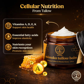 Reroot Organics Manuka Honey Beef Tallow Balm packaging side view