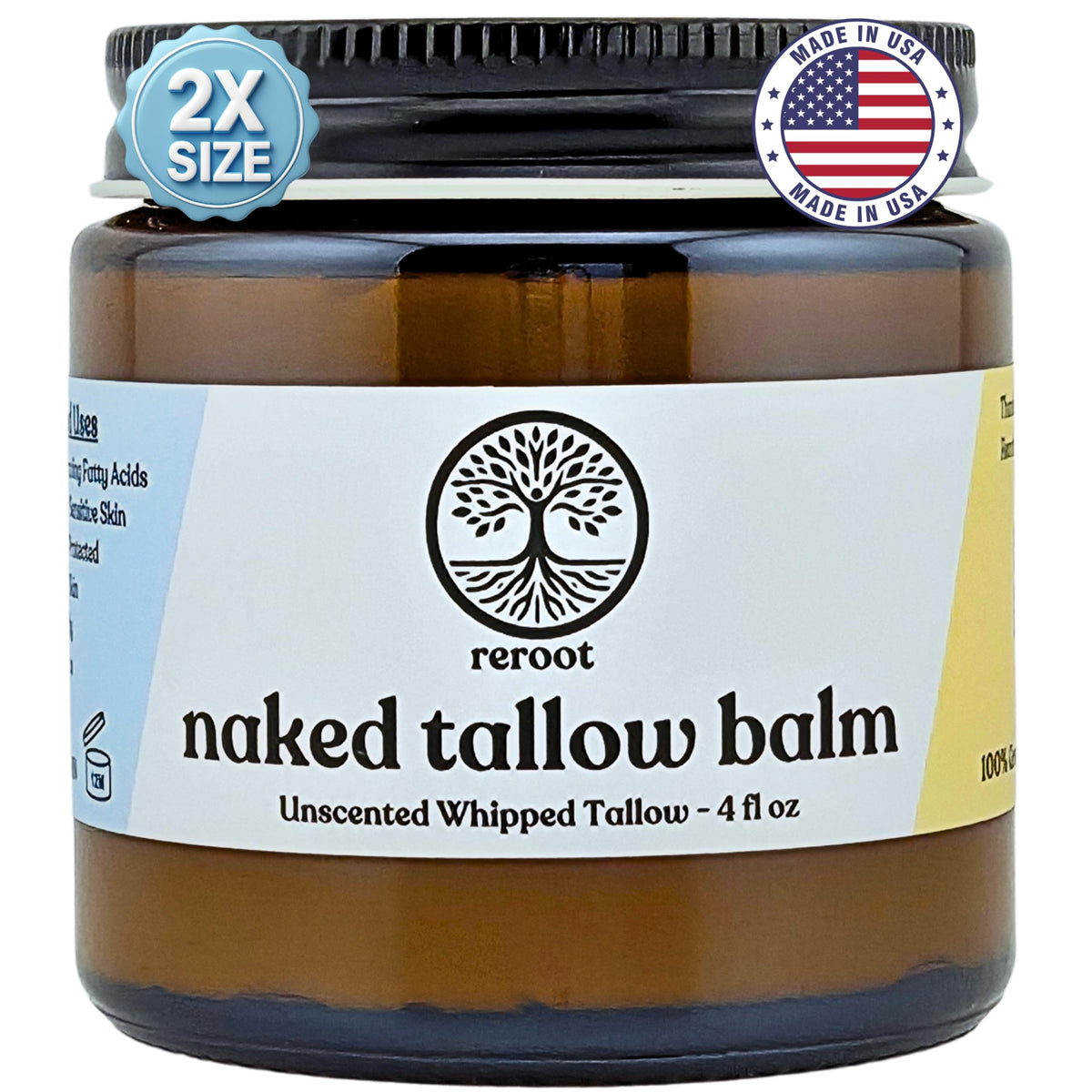Reroot Organics Naked Tallow Balm 190g front view