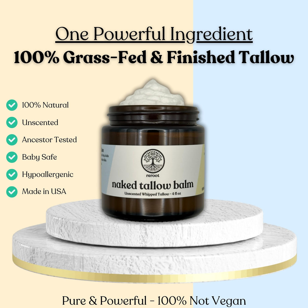 Reroot Organics Naked Tallow Balm 190g packaging