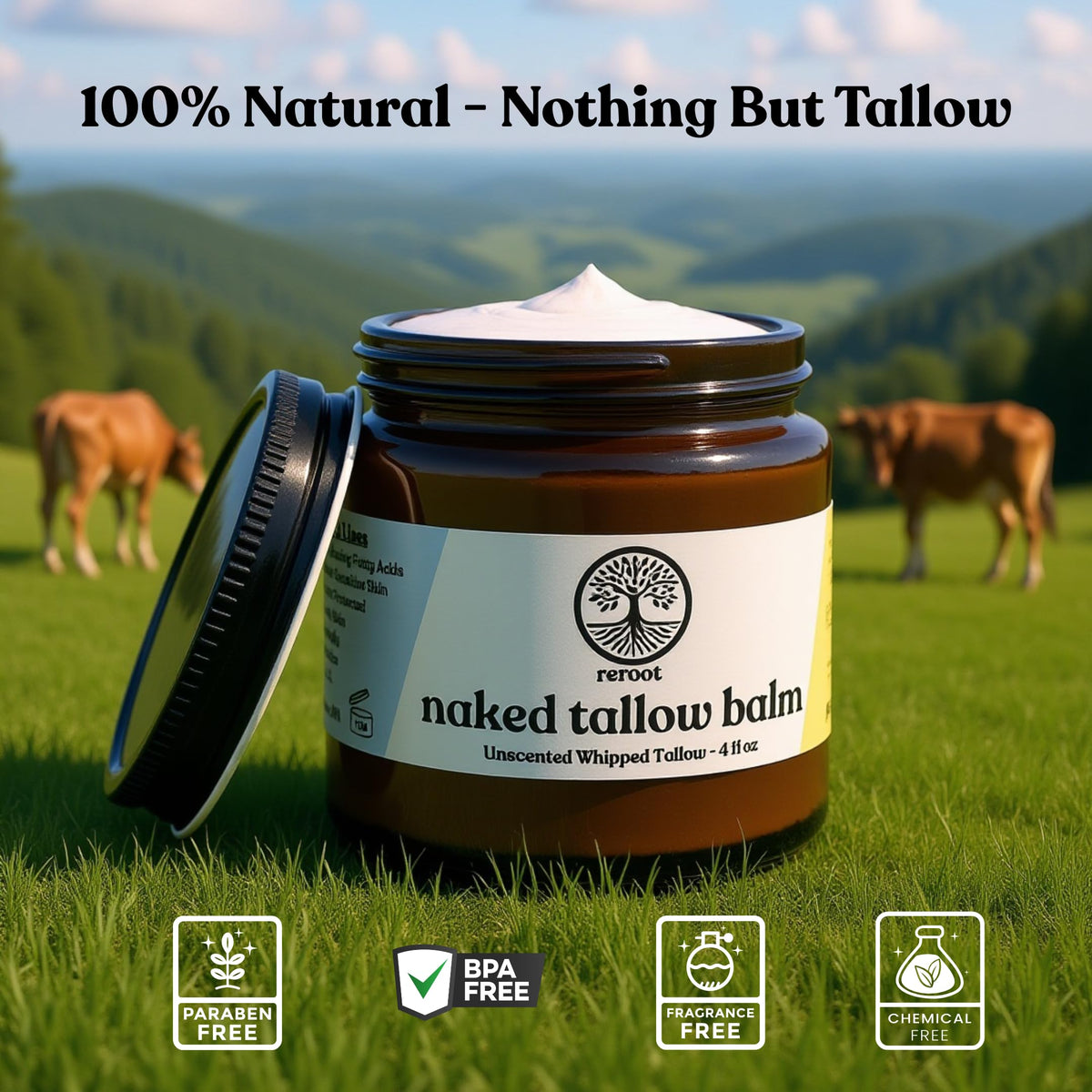 Reroot Organics Naked Tallow Balm 190g whipped texture