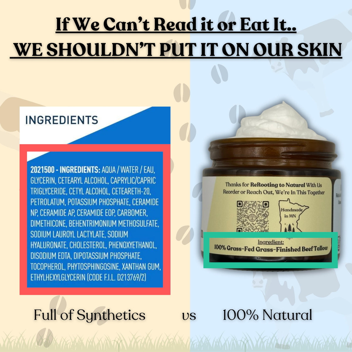 Reroot Organics Naked Tallow Balm 2oz application on skin