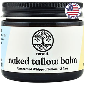 Reroot Organics Naked Tallow Balm 2oz front view with creamy texture