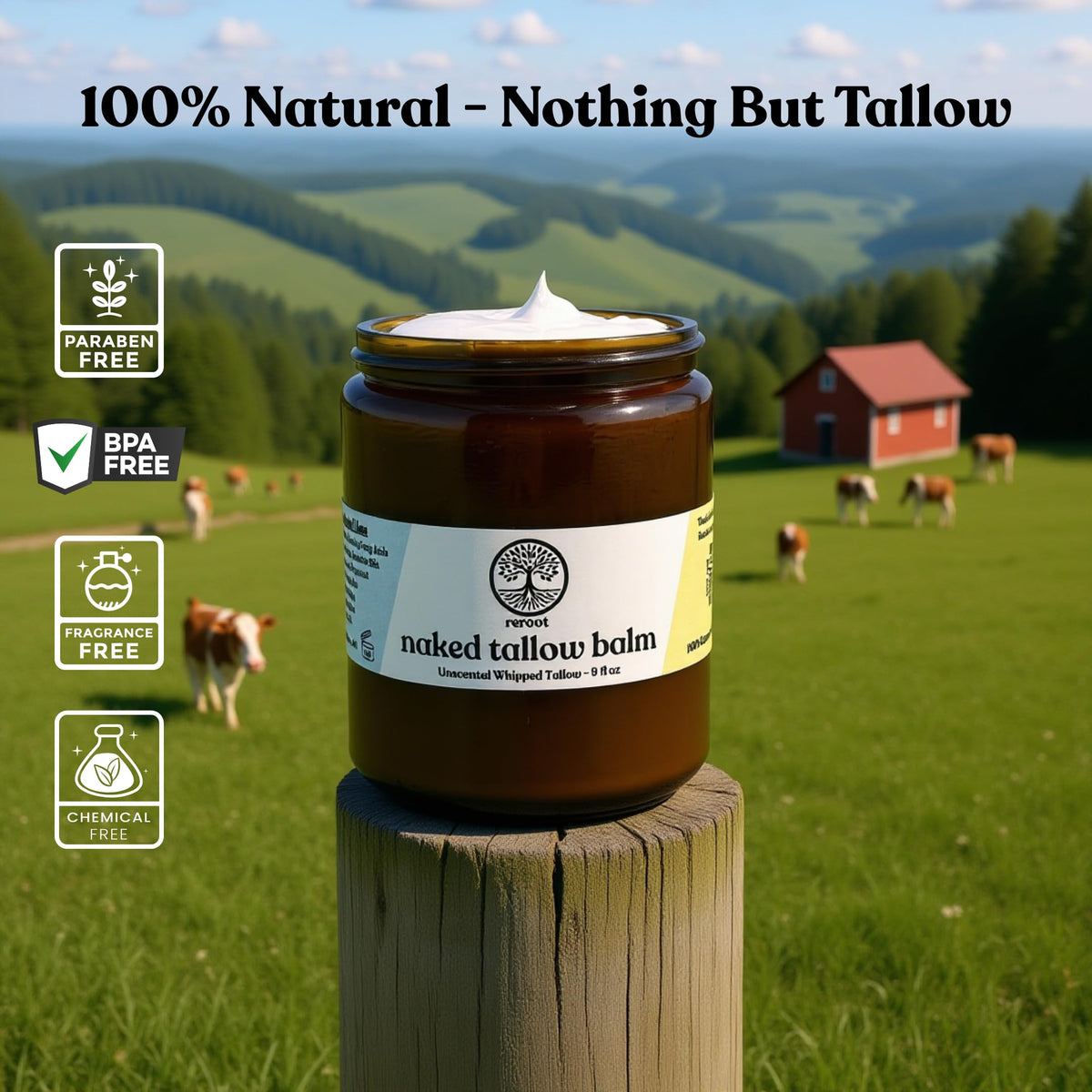 Reroot Organics Naked Tallow Balm 349g texture close-up