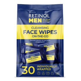 Retinol Face Wipes for Men, 30 count packaging front view