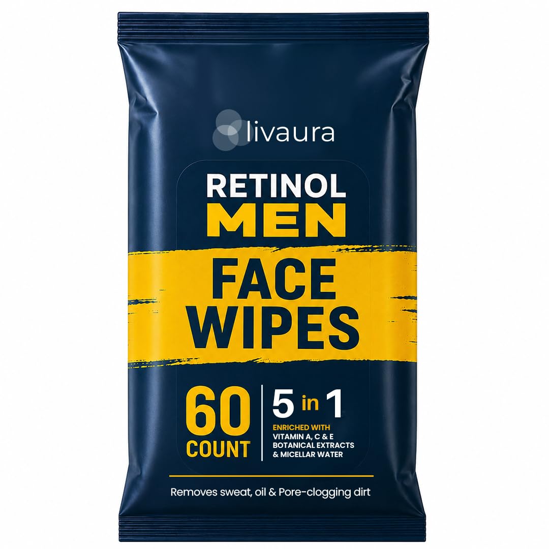 Retinol Face Wipes for Men 60 Ct front view package