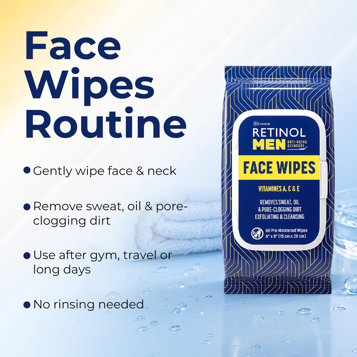 Retinol Face Wipes for Men held in hand outdoors