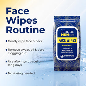Retinol Face Wipes for Men held in hand outdoors