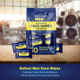 Retinol Face Wipes for Men, individual wipe close-up