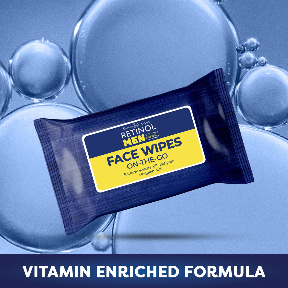 Retinol Face Wipes for Men, travel size wipes in a backpack