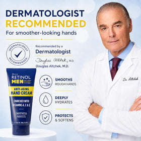 Retinol Hand Cream for Men being applied to hands