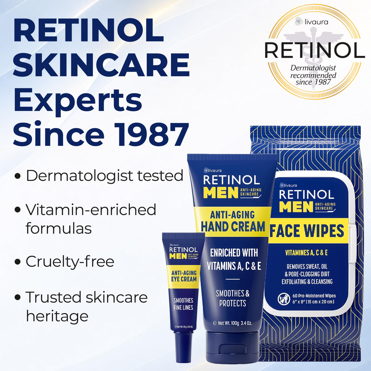 Retinol Hand Cream for Men with natural background