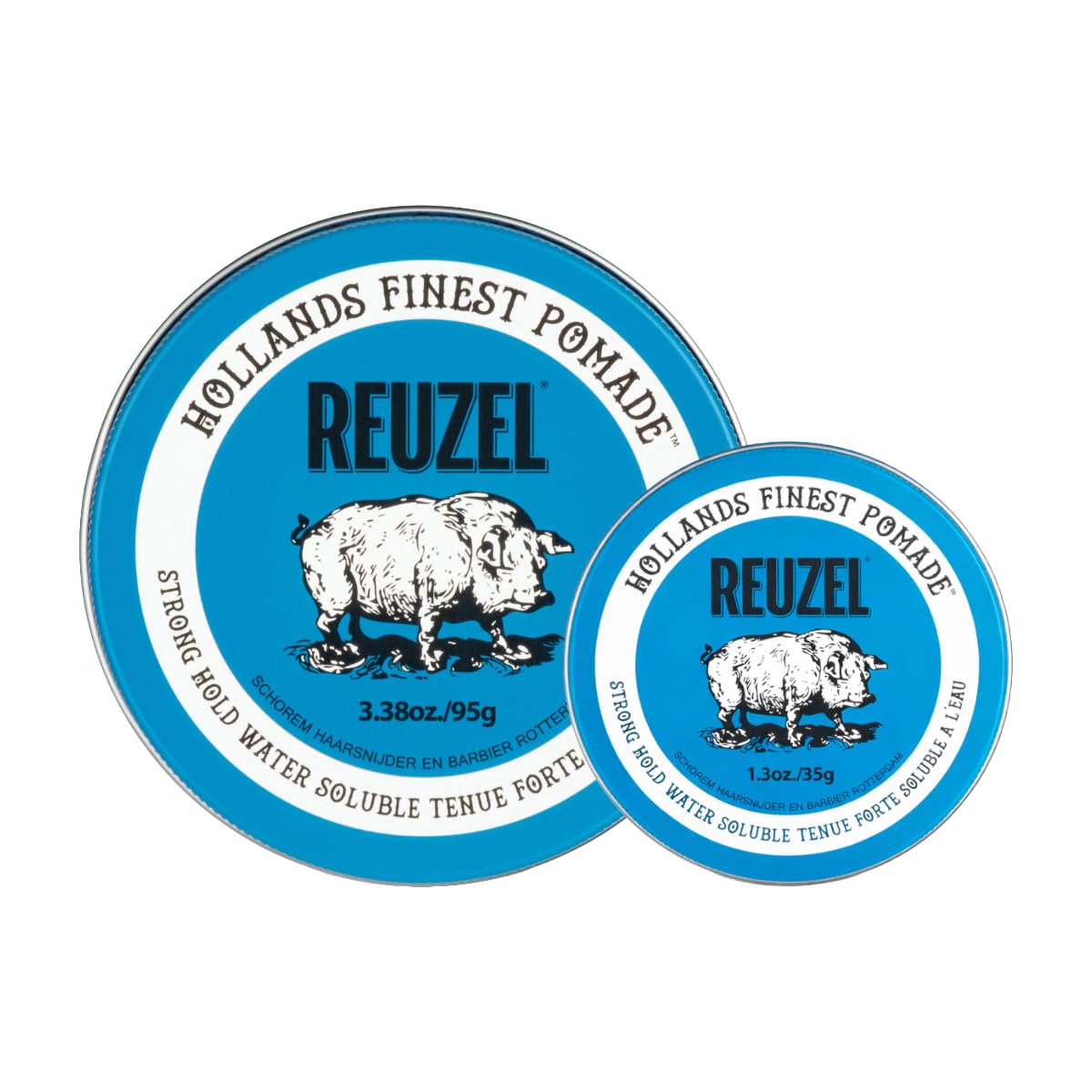 REUZEL Blue Pomade 2026 Road Trip Set 95g and 35g Travel Tin front view