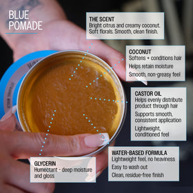 REUZEL Blue Pomade with styling tools