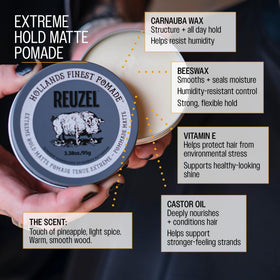 REUZEL Extreme Hold Matte Pomade lifestyle shot in use