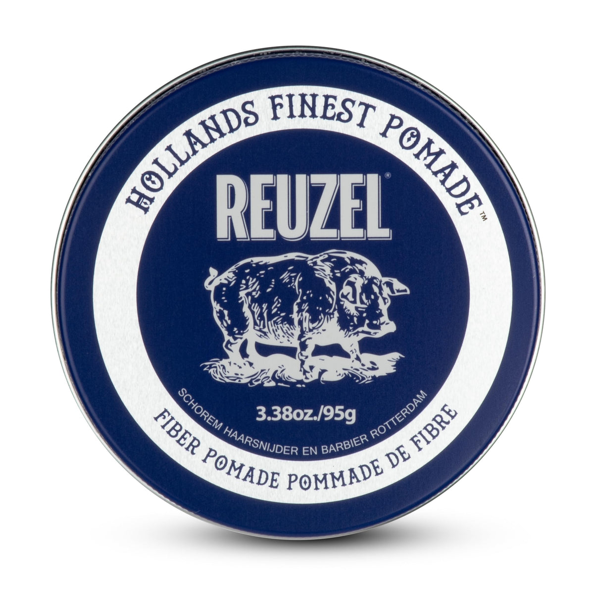 REUZEL Fiber Pomade 95g front view with low shine finish