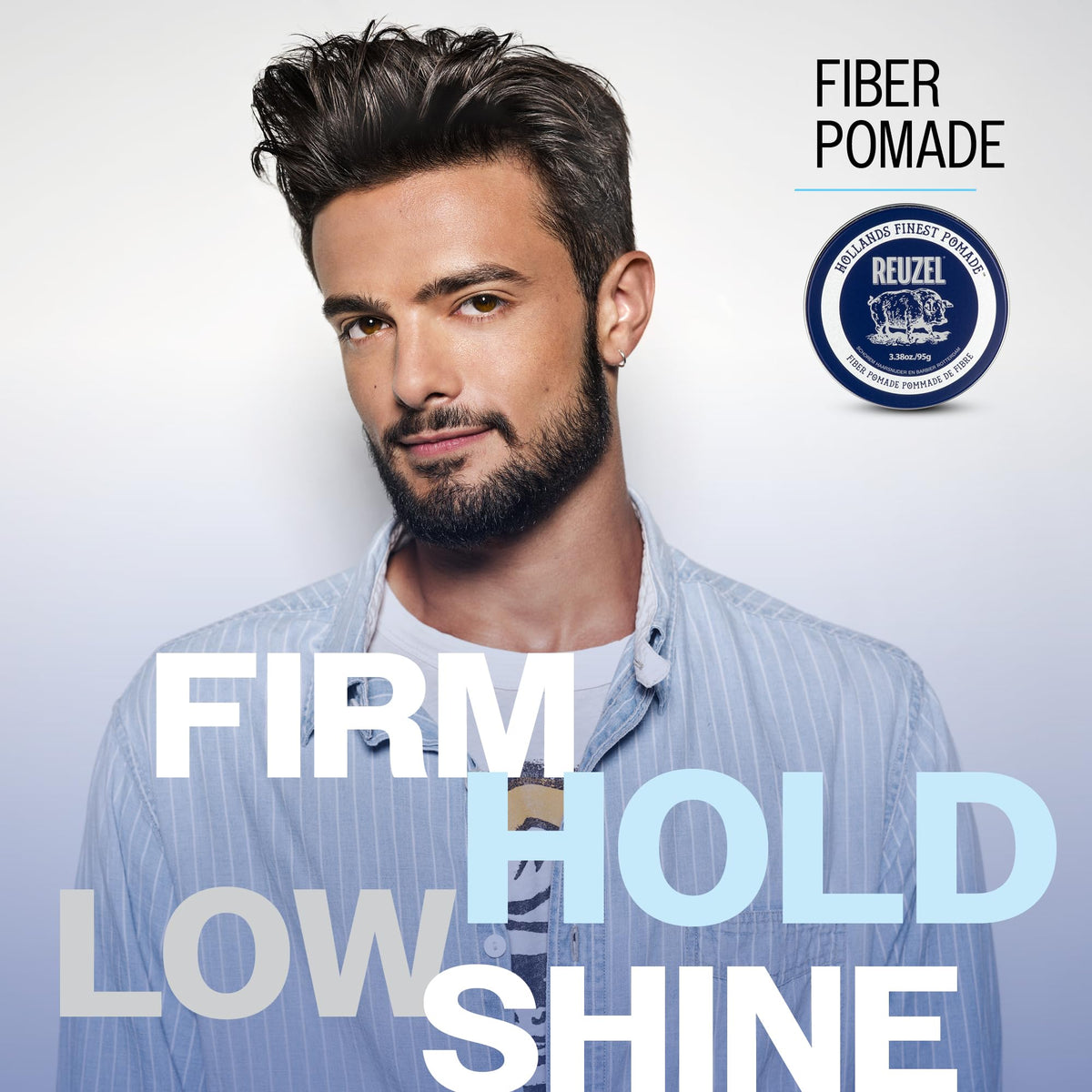 REUZEL Fiber Pomade 95g showing texture and consistency