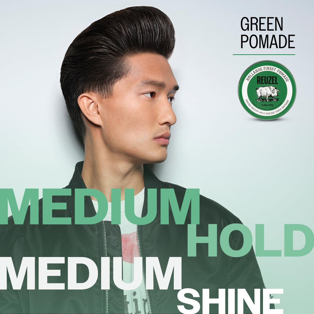 REUZEL Green Grease Pomade 110g side view