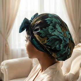 Reversible design of Nochka Fashion silk bonnet showing both styles