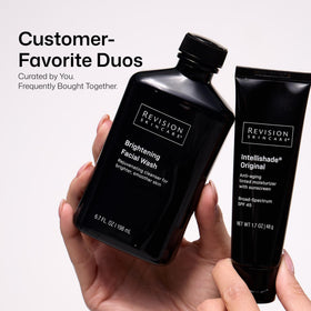 Revision Skincare Brightening Face Wash with skincare routine products