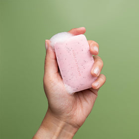 REVITALE Advanced BHA Scrub Soap on a washcloth
