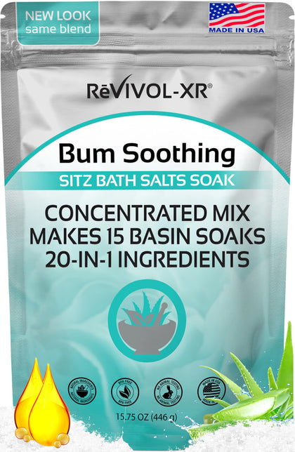 REVIVOL-XR Sitz Bath Salts pouch front view with 20 ingredients