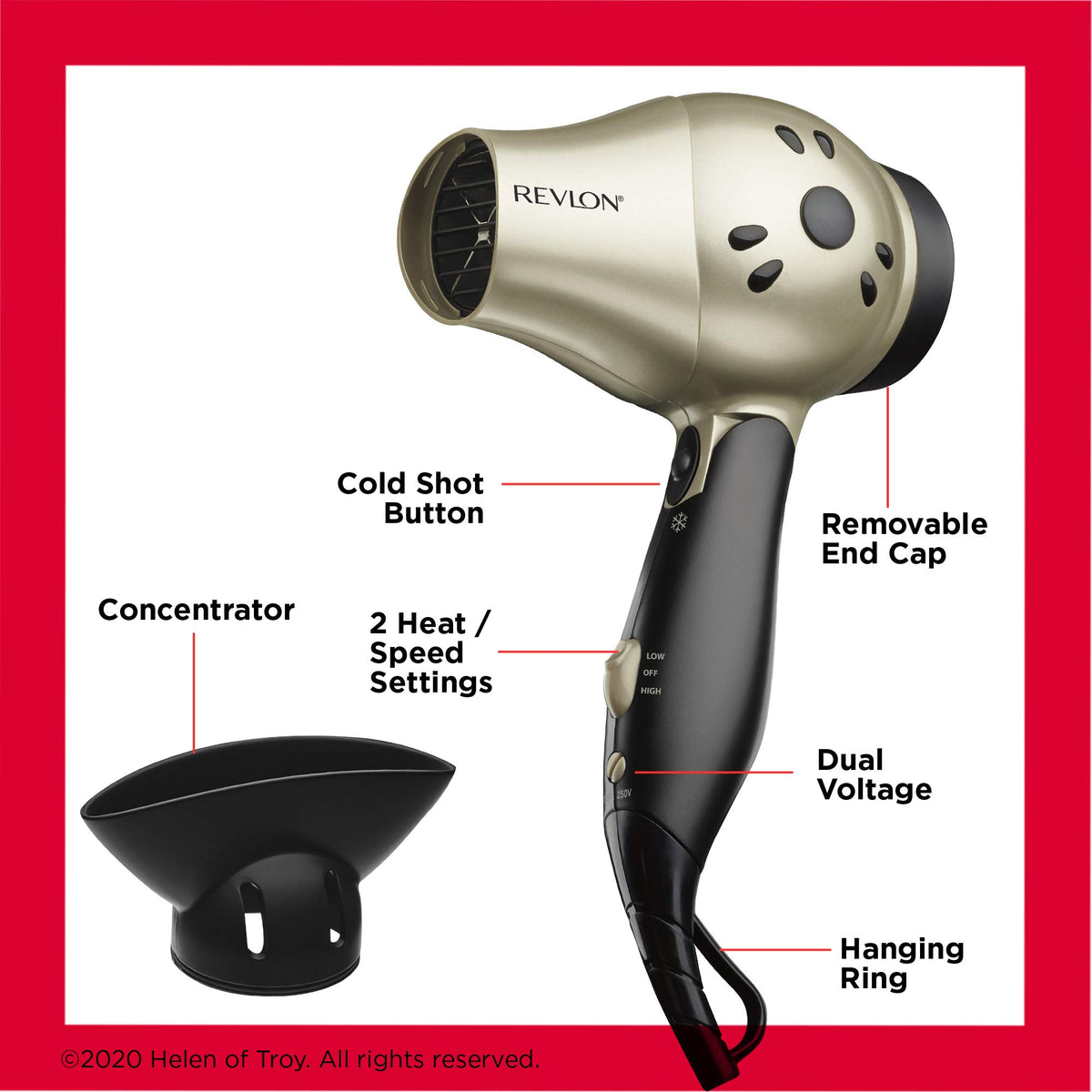 REVLON 1875W Hair Dryer in a gym bag