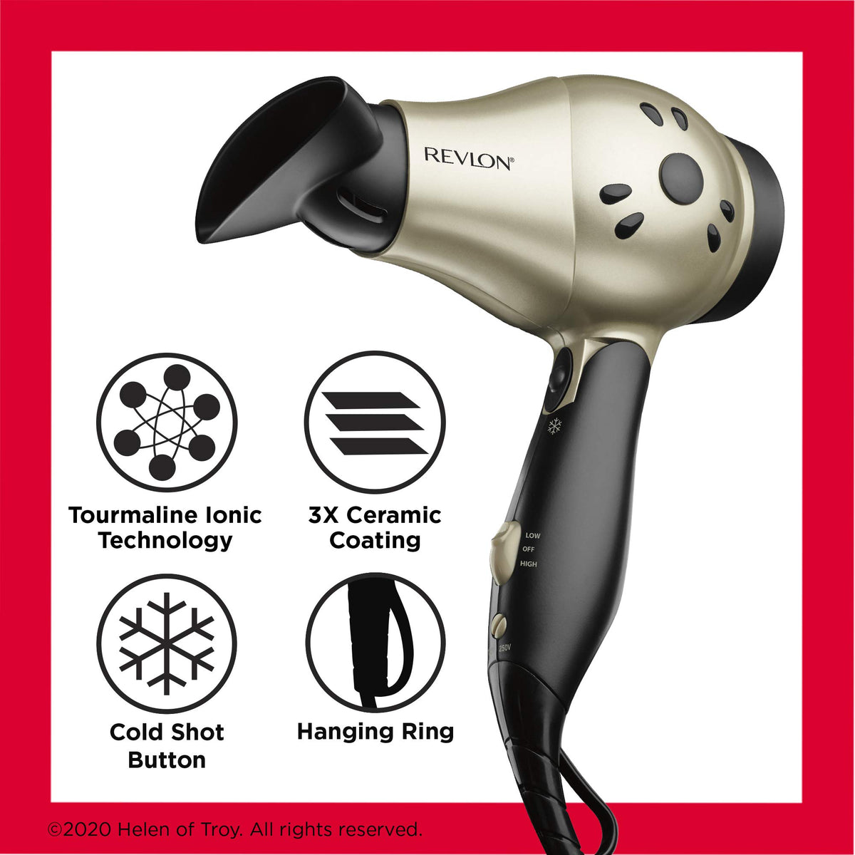 REVLON 1875W Hair Dryer with ionic technology label