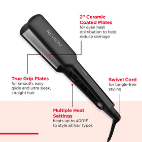 REVLON 2-inch Flat Iron in black with heat settings