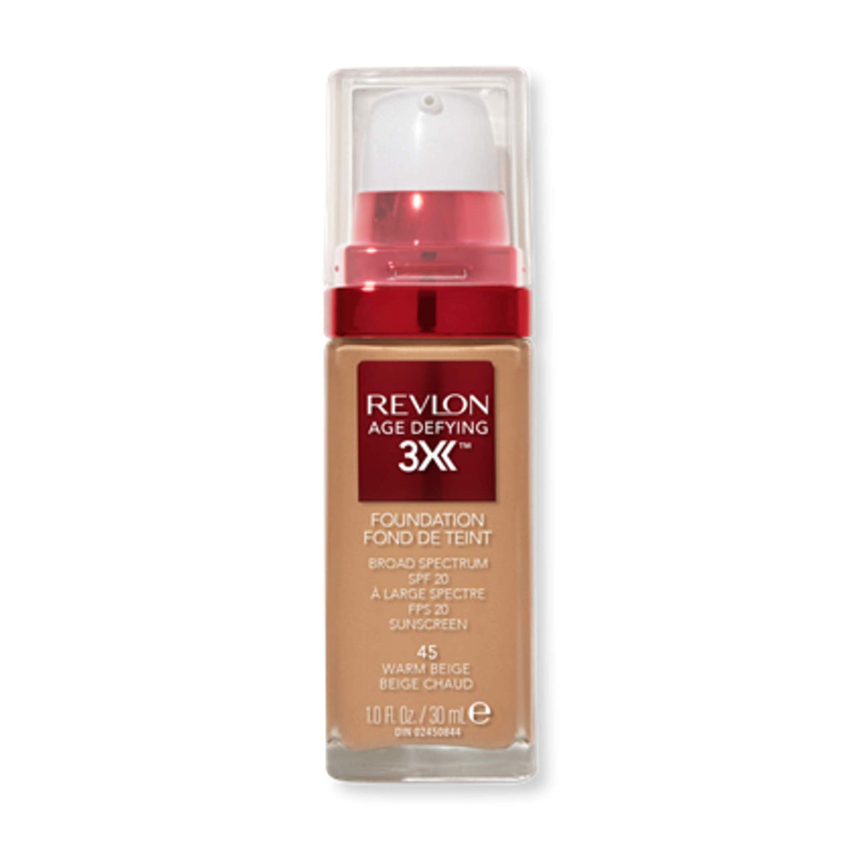 REVLON Age Defying 3X Foundation front view, Warm Beige