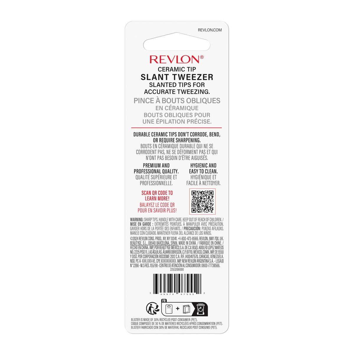 REVLON Ceramic Slant Tip Tweezer packaging