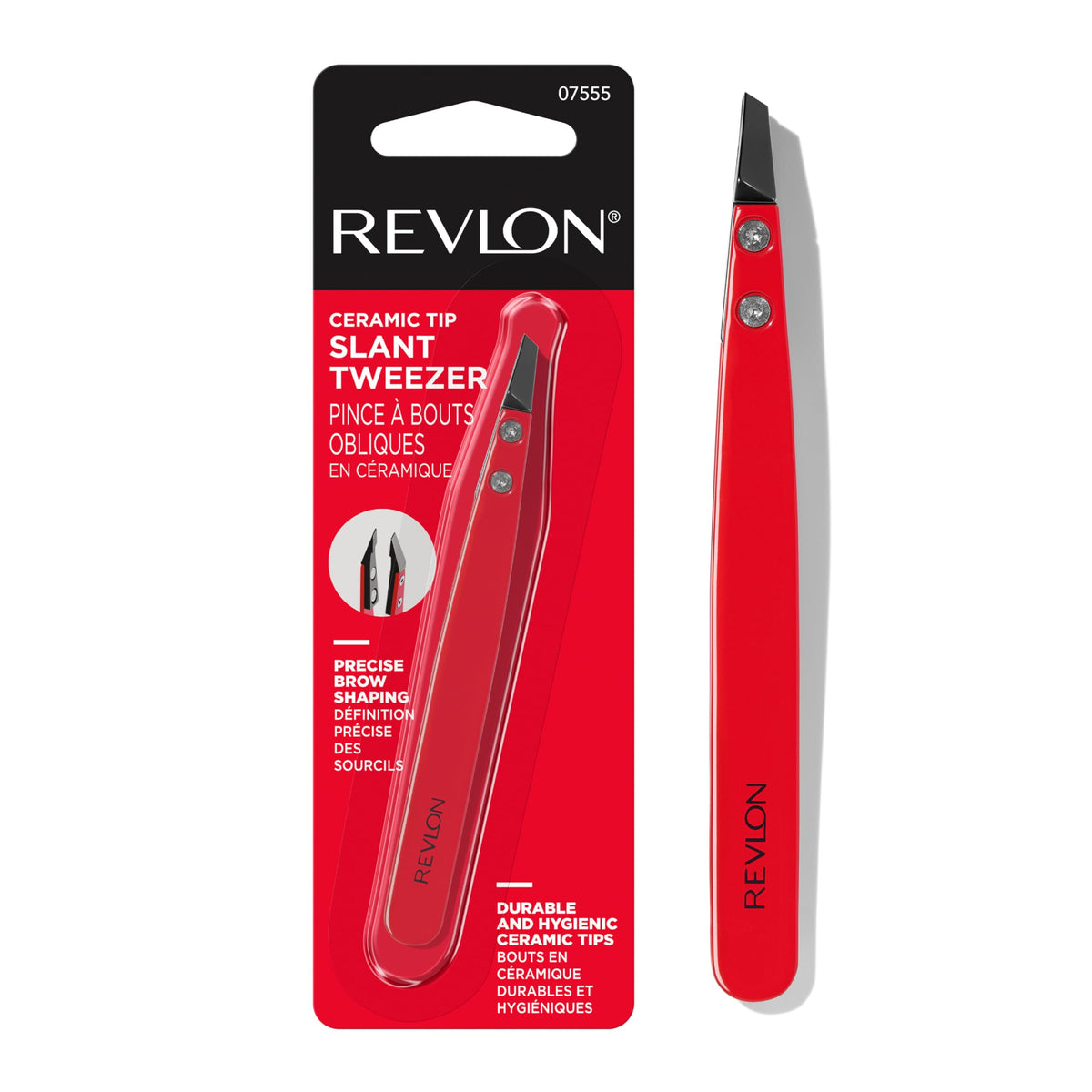 REVLON Ceramic Slant Tip Tweezer red model front view