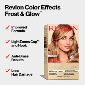 REVLON Color Effects Frost and Glow Hair Highlight Kit contents including cap and lightener