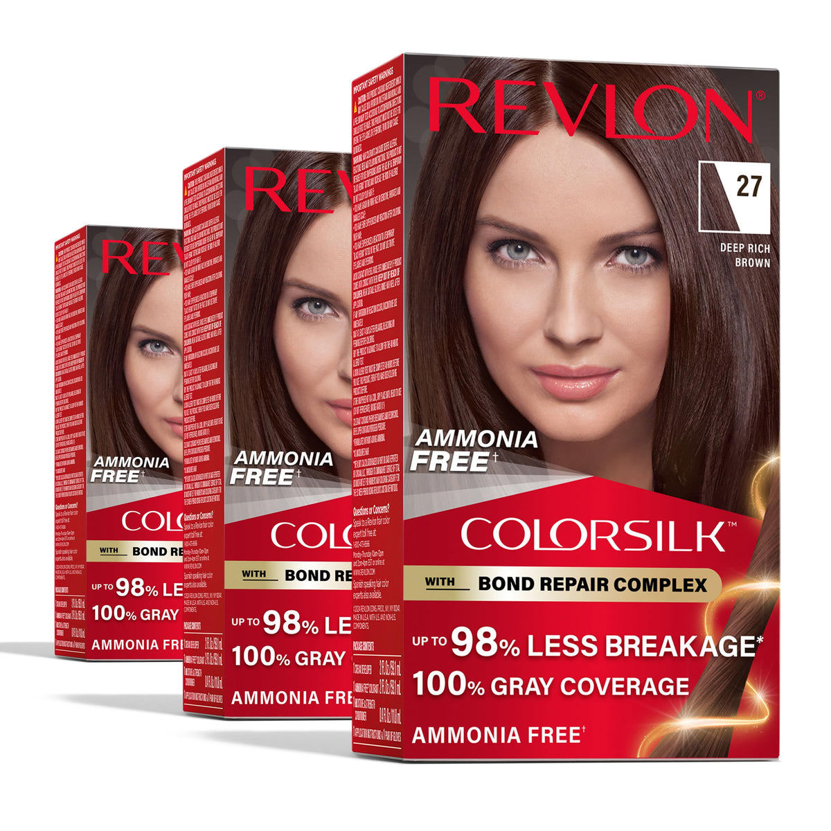 REVLON ColorSilk 27 Deep Rich Brown hair color box front view