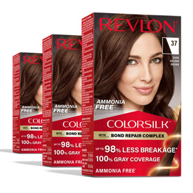 REVLON ColorSilk 37 Dark Golden Brown hair color box front view