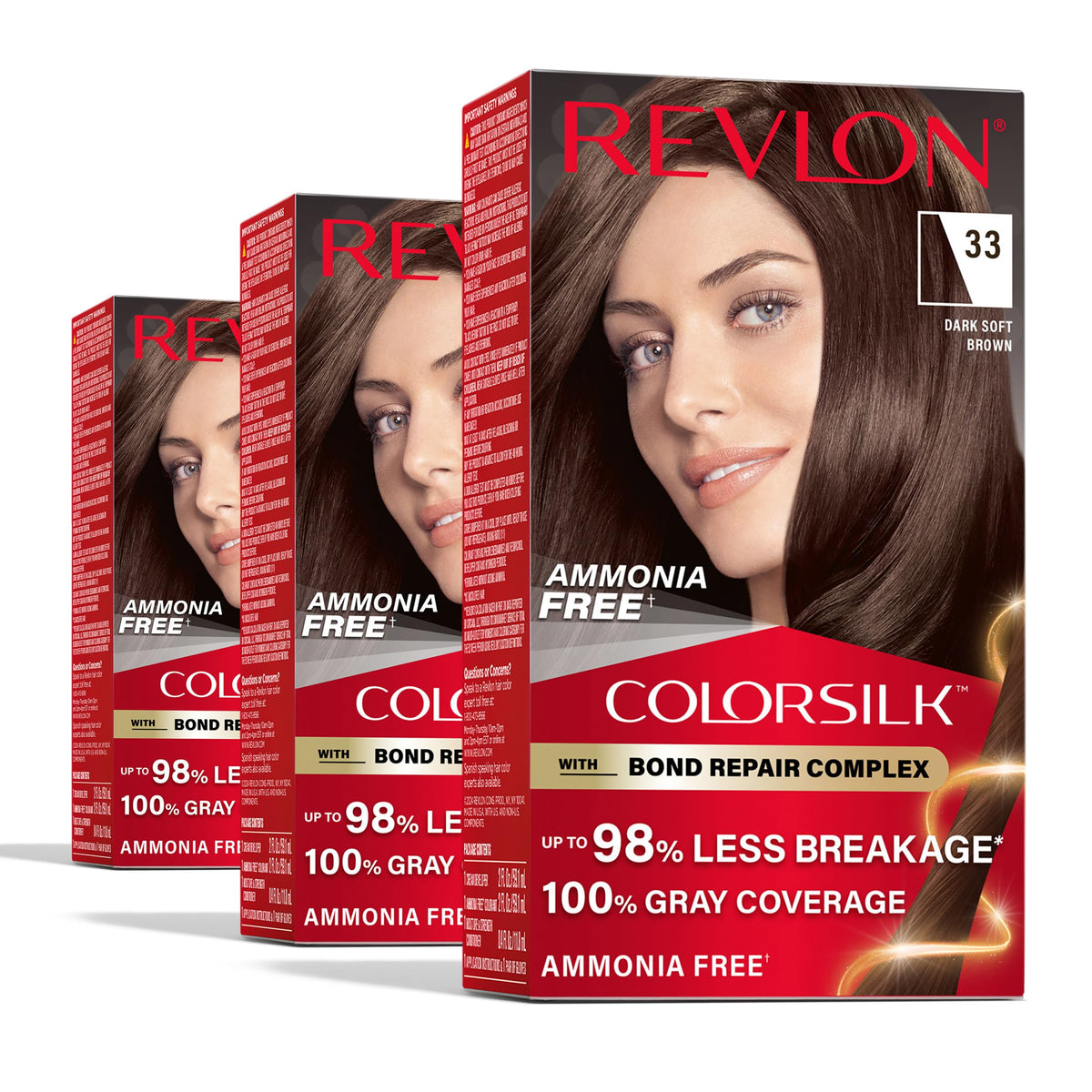 REVLON ColorSilk 3pk Dark Soft Brown hair color box front view