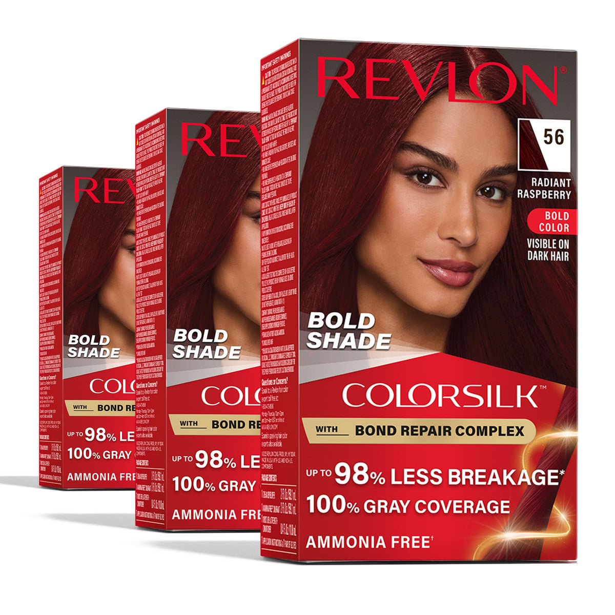 REVLON ColorSilk 3pk Radiant Raspberry hair color front view
