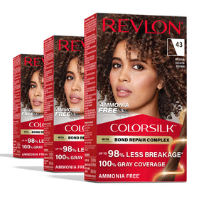 REVLON ColorSilk 43 Medium Golden Brown hair color box front view