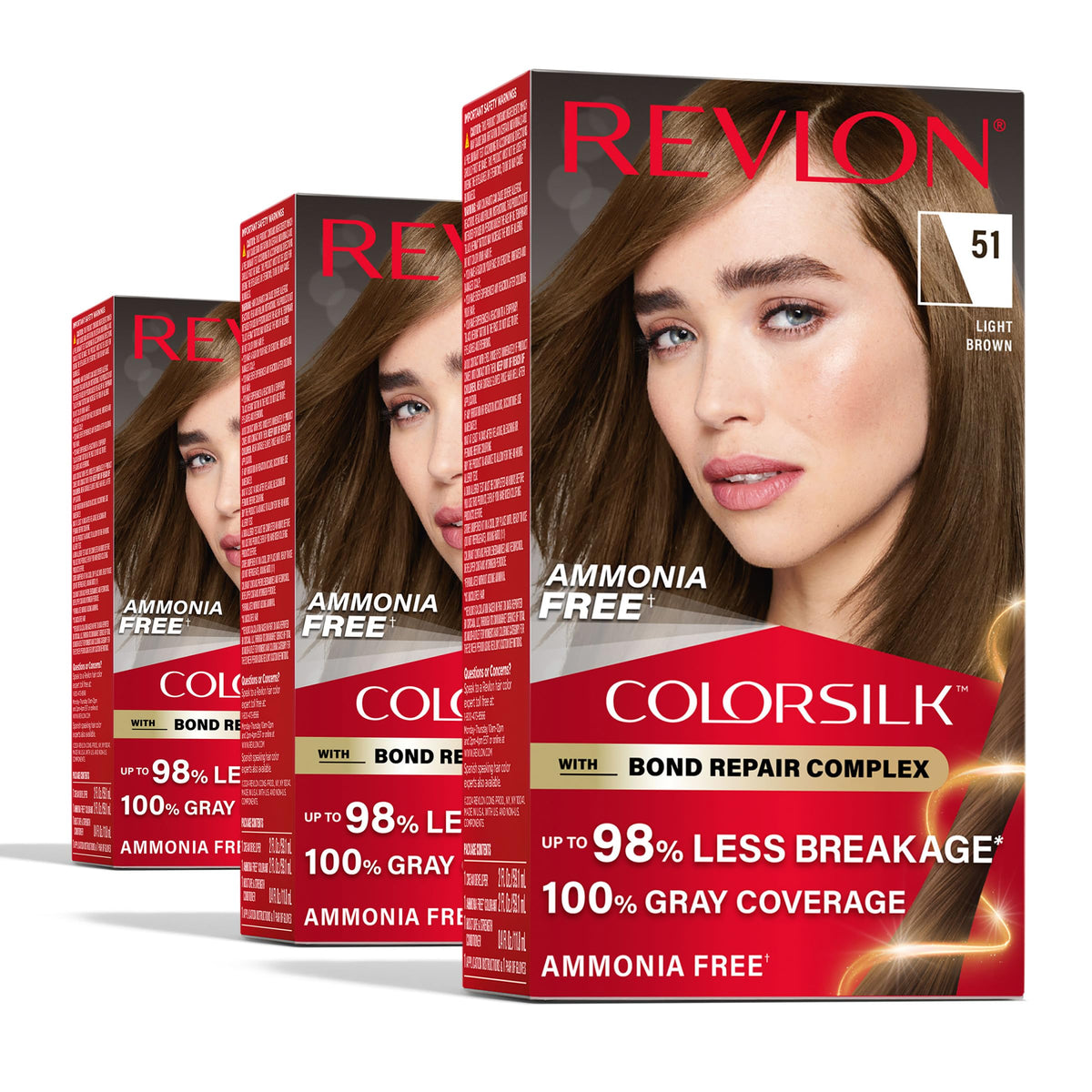 REVLON ColorSilk 51 Light Brown hair color box front view