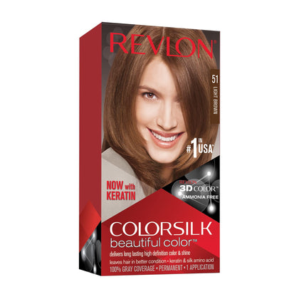 REVLON Colorsilk #51 Light Brown hair colour pack front view