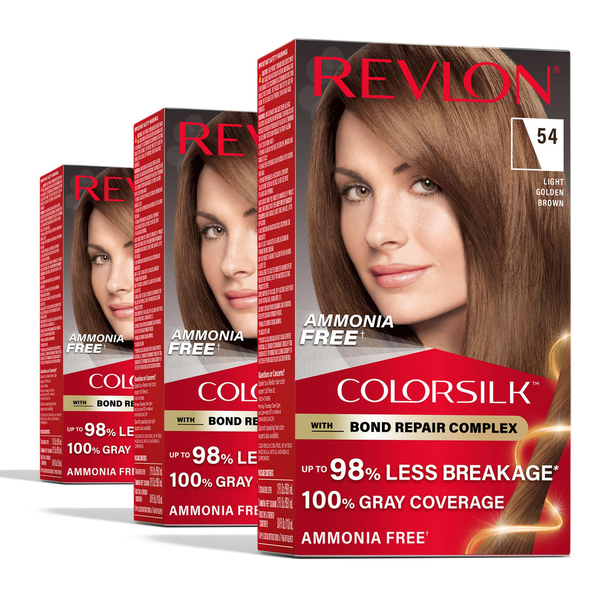 REVLON ColorSilk 54 Light Golden Brown hair color box front view