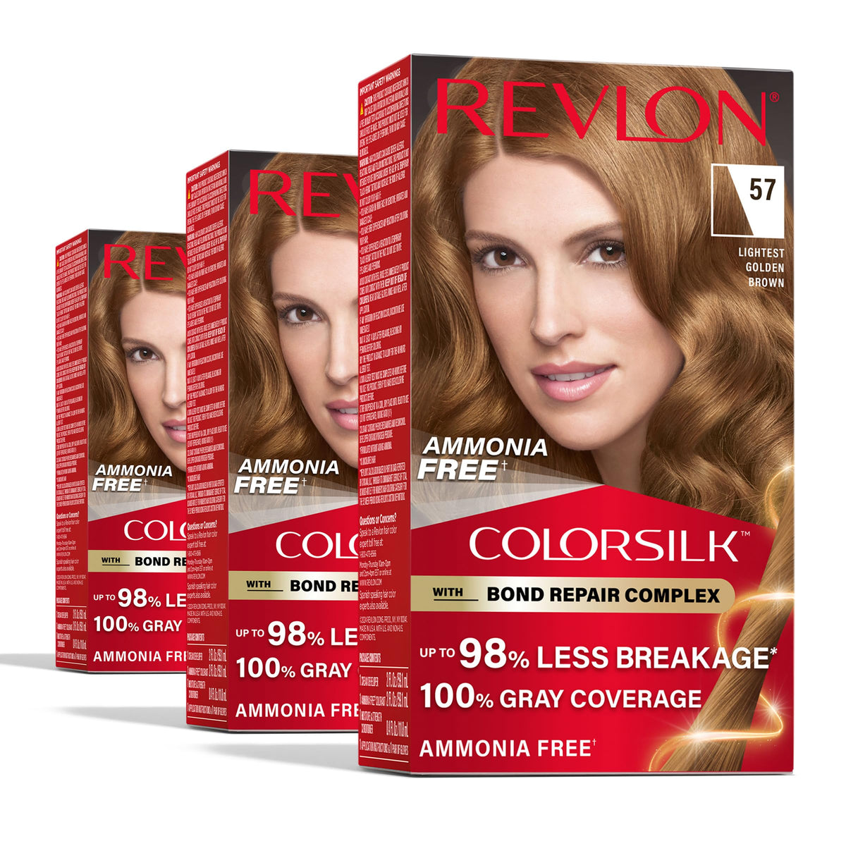 REVLON ColorSilk 57 Lightest Golden Brown hair color box front view