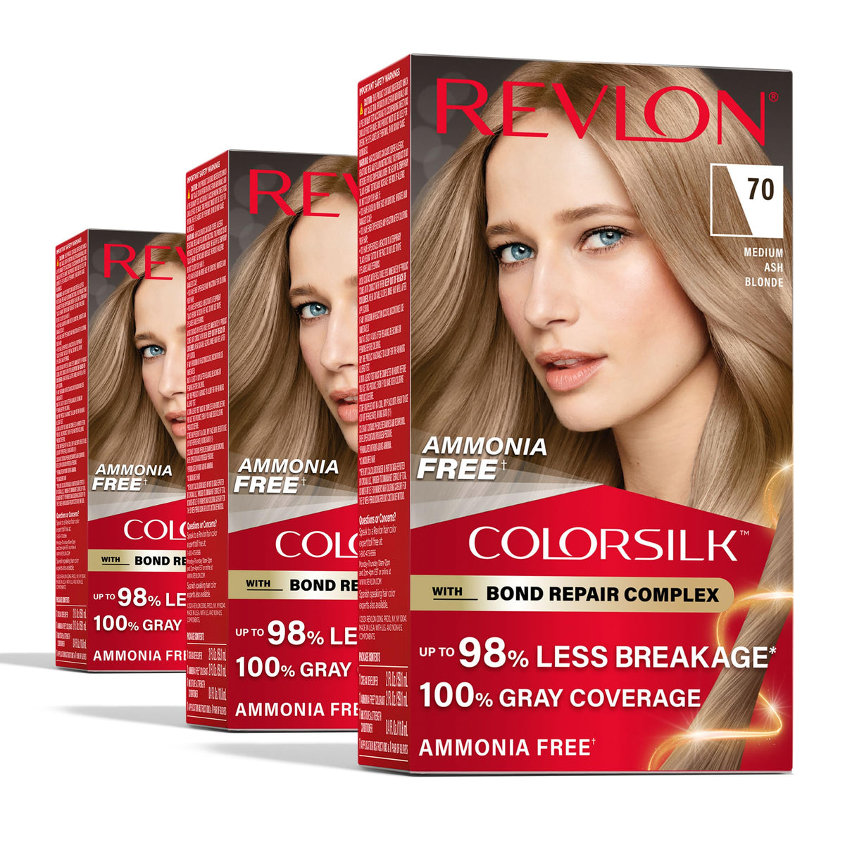 REVLON ColorSilk 70 Medium Ash Blonde hair color box front view