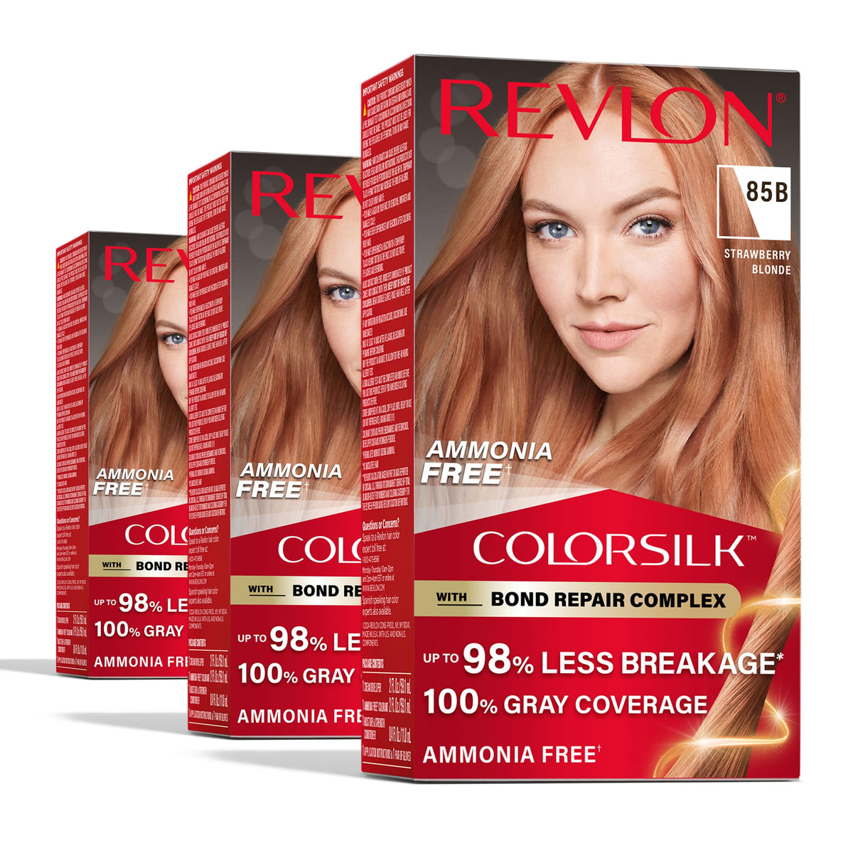 REVLON ColorSilk 85B Strawberry Blonde hair color box front view