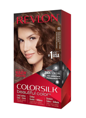 REVLON Colorsilk Beautiful Color Medium Golden Chestnut Brown packaging front view