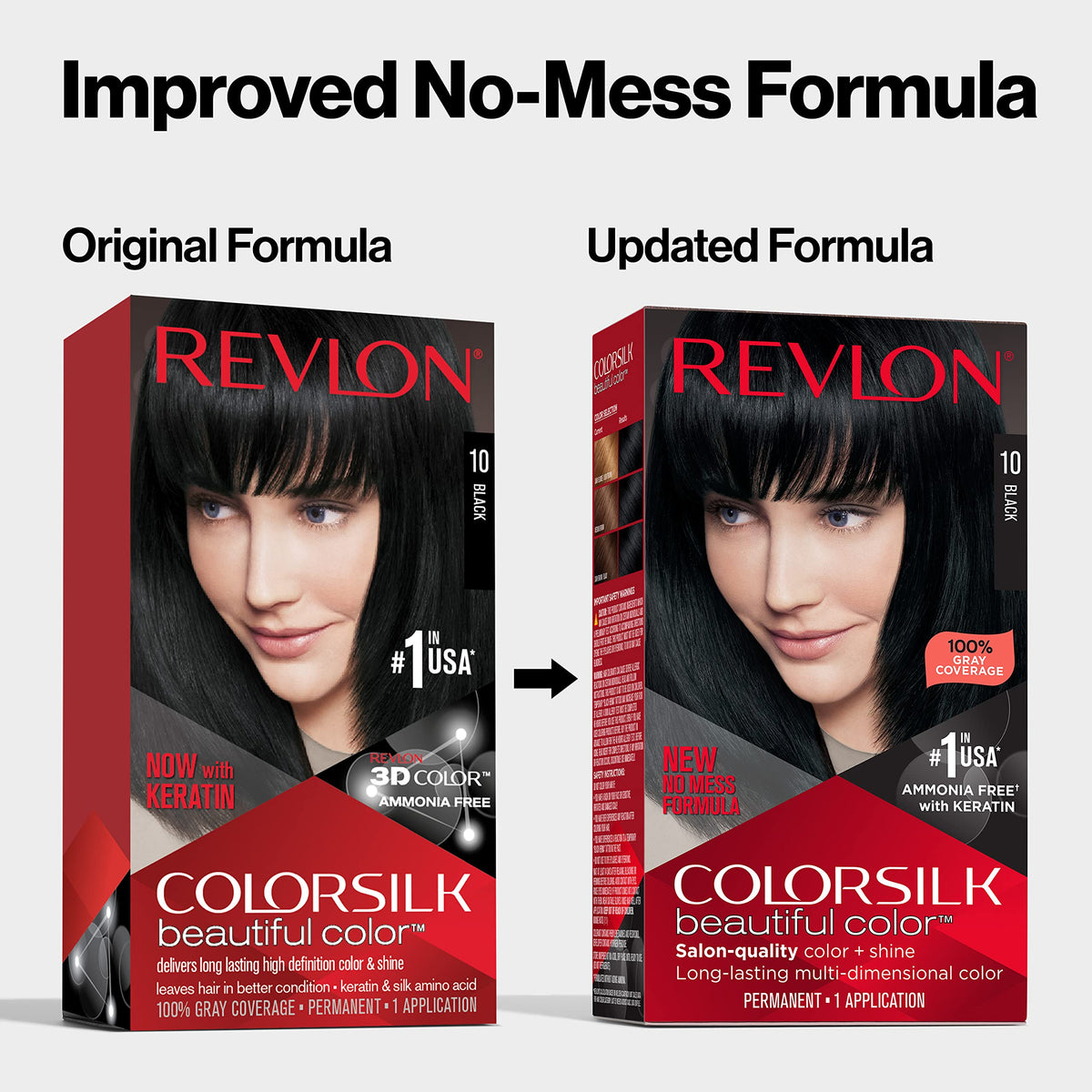 REVLON ColorSilk Beautiful Color Soft Black hair dye packaging details