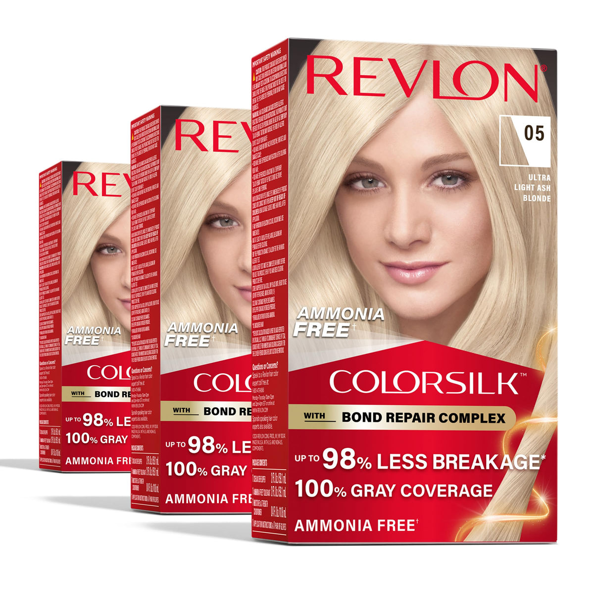 REVLON ColorSilk Bond Repair Hair Color 05 Ultra Light Ash Blonde front view
